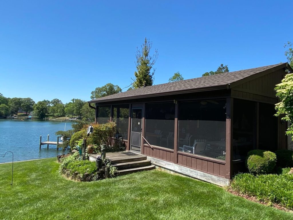 Newly finished house by the water